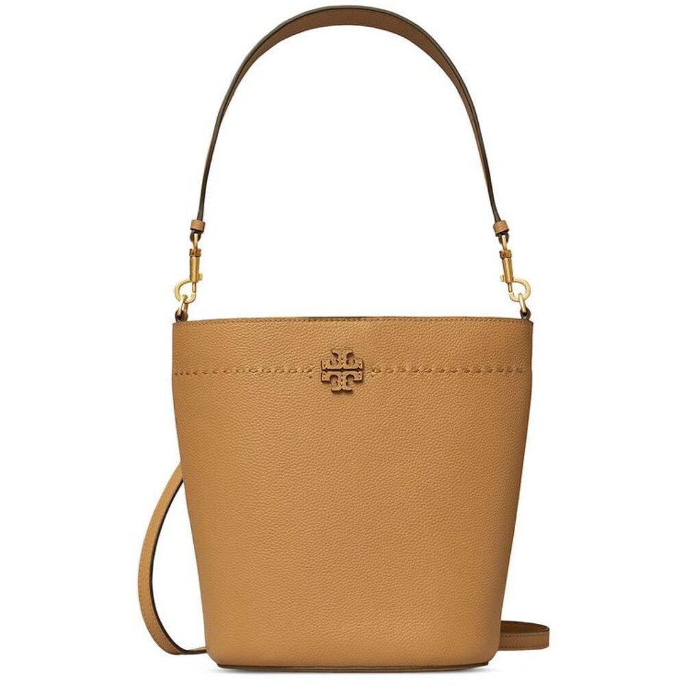 NWT Tory Burch McGraw Leather Bucket Shoulder Bag Tiramisu Brown 100% AUTHENTIC